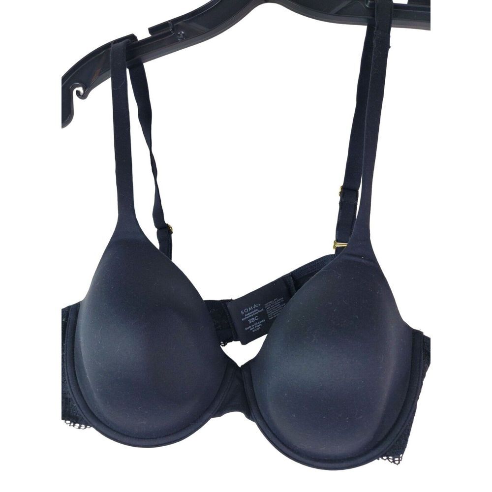 Soma Womens 38C Black Embraceable Lace Demi Underwire Bra GUC